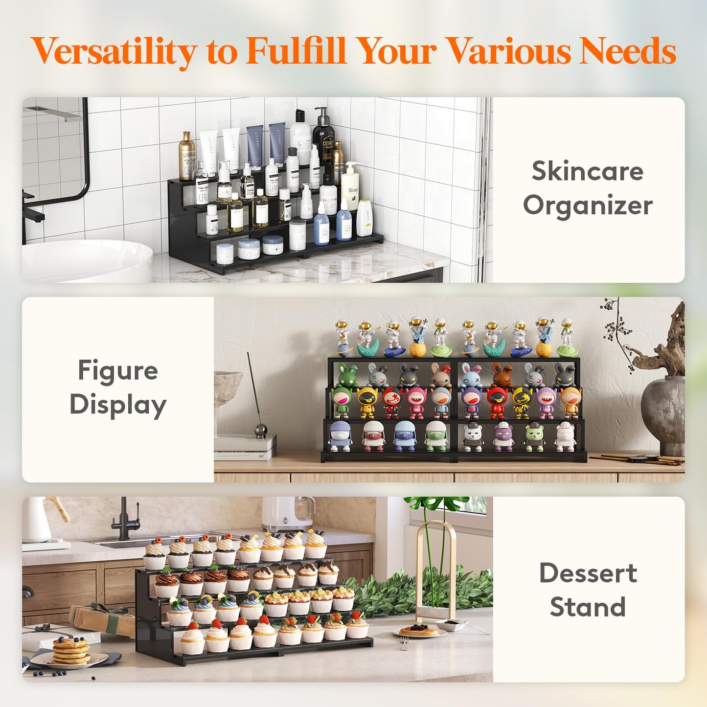 Lifewit Perfume Organizer, Bedroom Decor, Cologne Cupcake Stand, Tool-Free Assembly, Makeup Display Shelf for Vanity Bathroom Counter Storage, Black, 30 cm/12", 1 Pcs