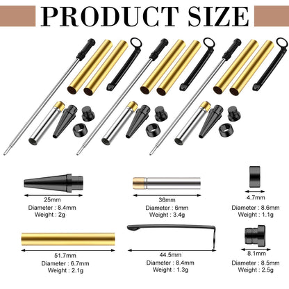 Colarr 10 Pcs Pen Kits for Wood Turning 7mm Slimline Pen Twist Kit with Refill Lathe Turning Supplies for Making Office Classroom Supplies DIY Friend Teacher Student Gifts(Black)