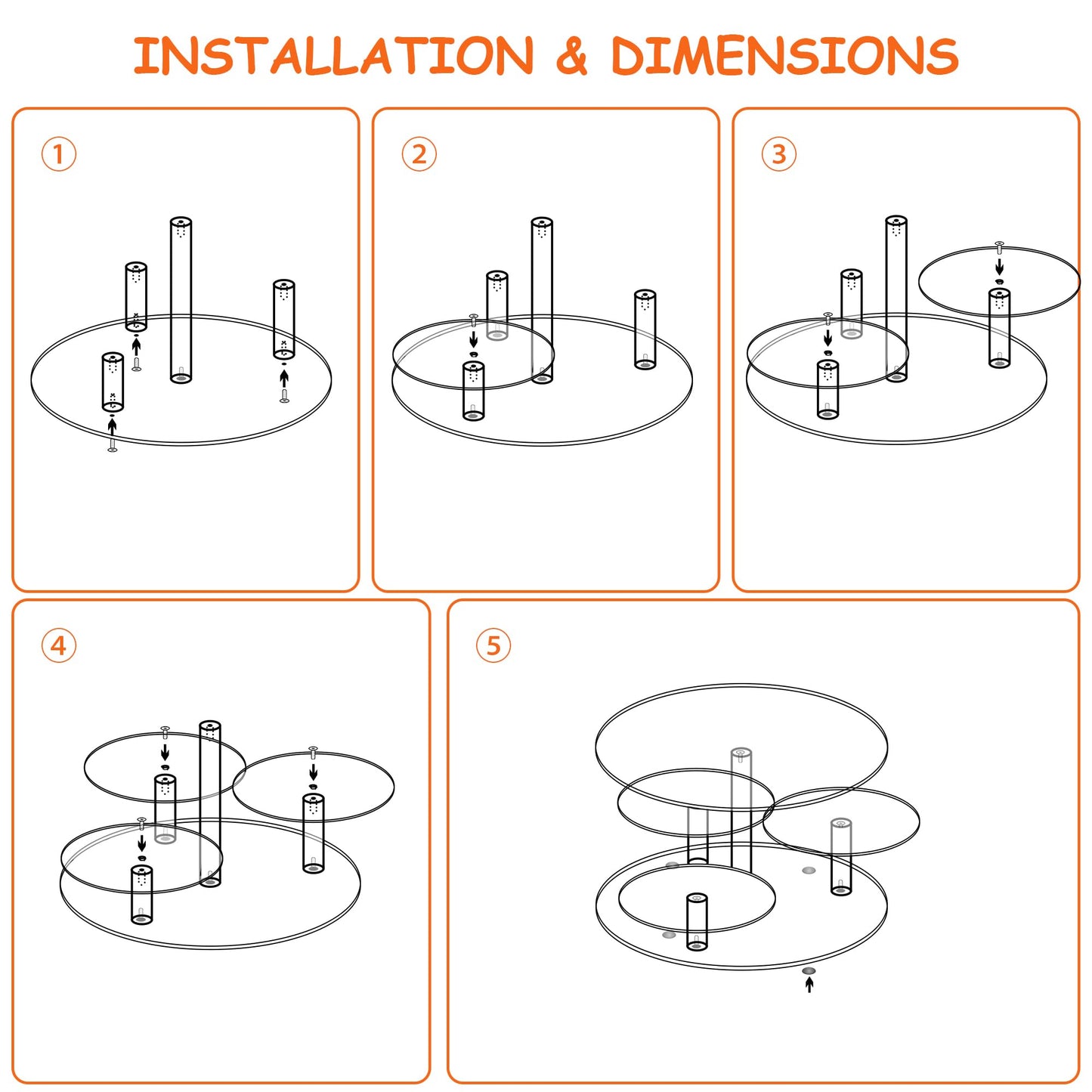 Acrylic Cupcake Stand, 4 Tier Round Cake Stand, 12 in Cake Stand for Dessert Table, Clear Cake and Cupcake Stand Combo, Tiered Serving Trays for Home Decor Wedding Birthday Party