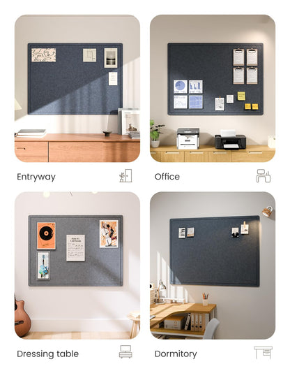 Fluxynara Large Bulletin Board, 47.2" x 35.4" Cork Board Alternative with 24 Safe Removable Adhesive Tabs, Foldable Felt Pin Board for Home Office, Classroom, Bedroom,Entryway for Walls—Navy Blue