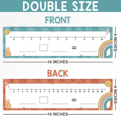 BrightenKidz 26 Pack Boho Groovy Number Line Dry Erase Boards Cards, 14"x4", Double-Sided, 0-10 on One Side & 0-20 on Other Side, Math Manipulatives for Student, Education Classroom Must Haves