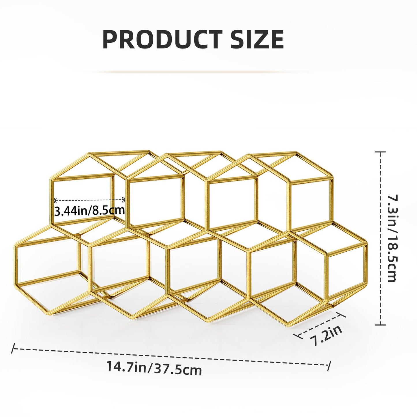 Urban Deco Small Gold Wine Rack 9 Bottle Holder Countertop - No Need Assembly Modern Metal Wire Wine Storage for Counter Top Table Top Coffee Bar Kitchen