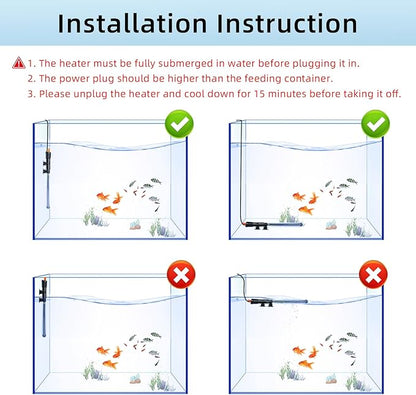 HiTauing Aquarium Heater 25W/50W/100W/200W/300W, Adjustable Knob Fish Tank Heater with Digital Thermometer, Submersible Betta/Turtle Tank Heater for Freshwater and Saltwater Tanks