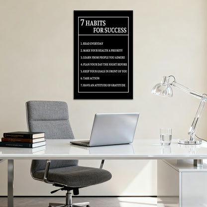 7 Habits for Success Inspirational Canvas Wall Art Motivational Positive Poster Print for Modern Modern Bathroom Bedroom Living Room Wall Decor Artwork Ready to Hang [12''Wx18''H]