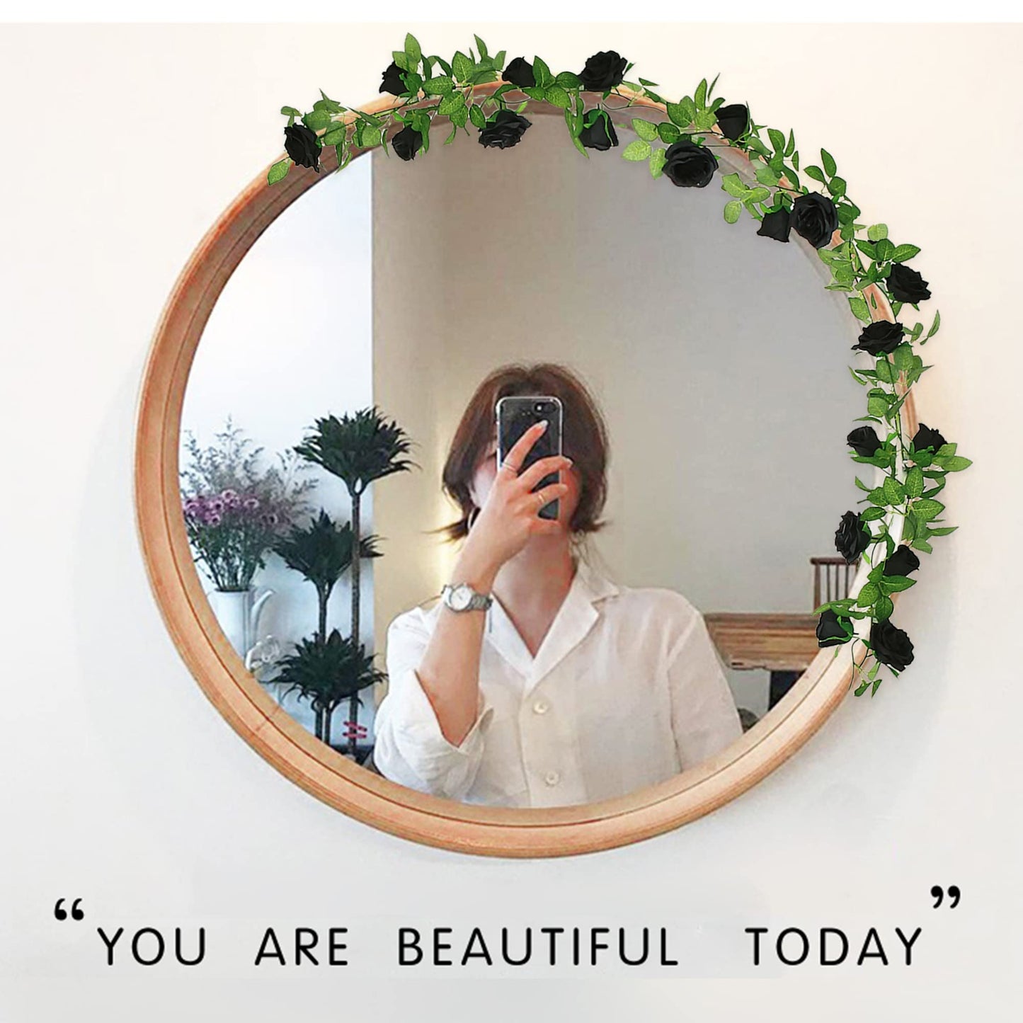Felice Arts 2 Pack Black Artificial Flower Garland Each 6.5FT Fake Rose Vine Hanging Rose Garland for Wedding Flowers Table Arrangement Outdoor Wall Decor