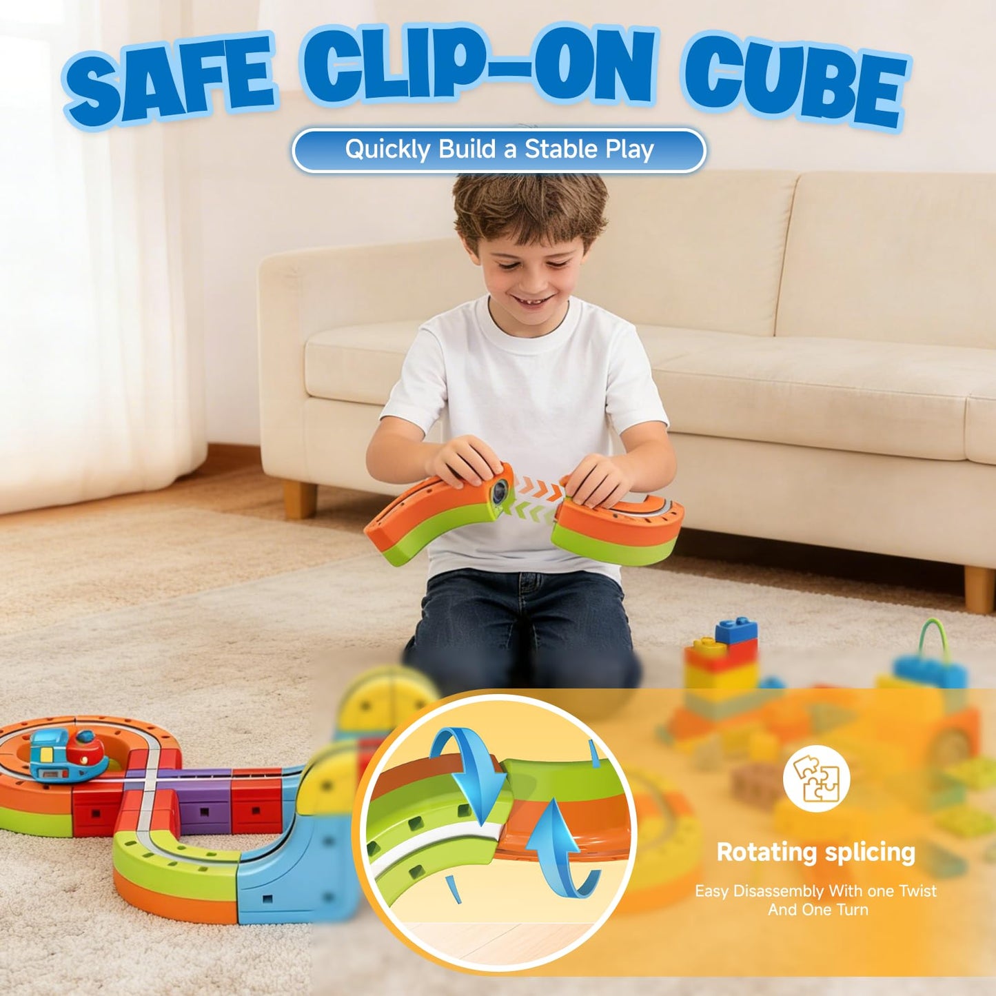 Electric Magnetic Train Toys Set- Flexible Race Track for Kids 3 4 5 6 7 8,stem Gravity Magnetic Roller Car Track for Toddlers,3D Infinity Cube Track Learning Gift Anti-Gravity Design,88 Pcs/2 car