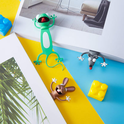 3 Pieces 3D Cartoon Animal Bookmark Wacky Animal Cute Squashed Bookmarks Set, Reading Presents, Party Favors