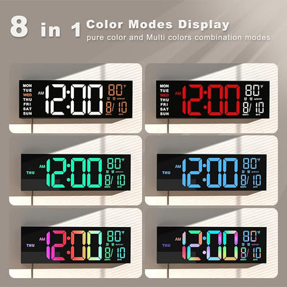 JALL 13" Large Digital Wall Mount Clock for Living Room, Count Down Timer, Alarm, Big LED, DST, Temperature for Classroom Desk, Xmas, Birthday Gift for Senior Mom Dad