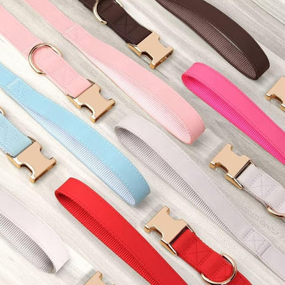 PET ARTIST Soft PU Leather Dog Collar and Leash Set, Bright & Stylish 5FT PU Leather Leash and Collar Set, Durable Pet Collars with Quick Release Metal Buckle for Medium Dogs,Blue,M(13-19")