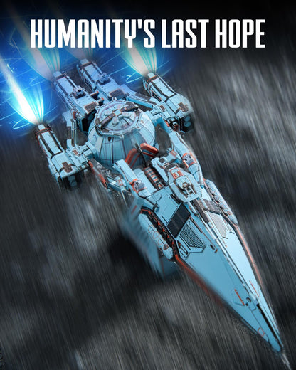 Piececool 3D Metal Puzzles for Adult, Three-Body Blue Space Starship Metal Model Kit, DIY Spaceship Building Kit Crafts for Adults to Build Home Decoration Best Gifts