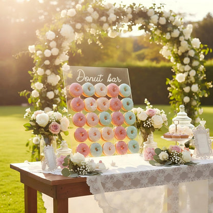 ZOOYOO Large Acrylic Donut Wall Holds 50 Donuts - 26x22 Inch Donut Display Stand for Wedding, Baby Shower, Birthday Party Decor - Dessert Table Centerpiece