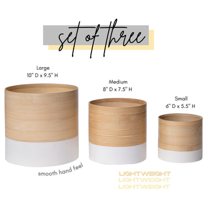 HABITAS Plant Pots for Indoor Plants - Modern Planter Style Made from Bamboo. Includes Large (10 inch Plant Pot), Medium (8") and Small (6") Planters for Indoor Plants. No More Plastic Flower Pots.