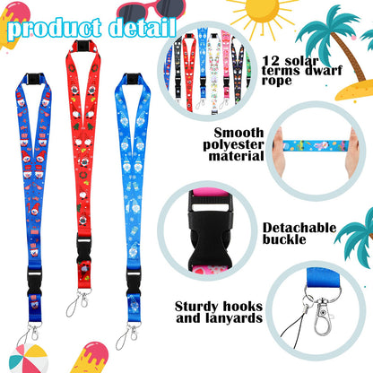 Windyun 12 Pcs Seasonal Gnome Lanyards for Teacher ID Badges with Detachable Buckle Back to School Lanyards Keychain Holders for Holiday Women Office Summer American Flag Gifts