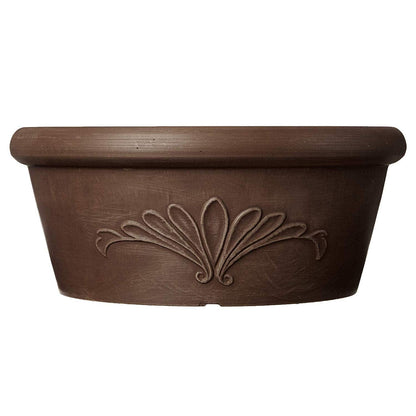 Arcadia Garden Products PSW TA30C Plastic/Stone/Wood Composite Bulb Pan – No Drainage Hole (Drillable), Planter Bowl for Succulents, Bonsai, Fairy Gardens, Herbs,12-Inch, Chocolate