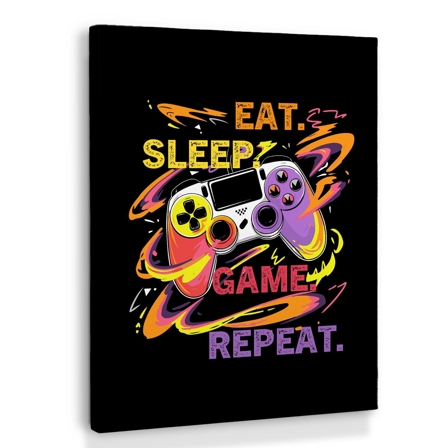 XINCEYWJ Gaming Gamer Room Wall Decor, Eat Sleep Game Repeat Canvas Art Prints Framed, Toddler Boy Room Decor, Anime Gaming Theme Wall Art for Children Youth Boy Room Nursery Room, 11x14 In