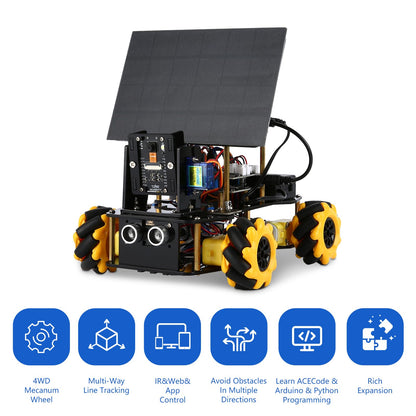 4-in-1 ESP32 Smart Camera Solar Robot Car, 4WD Remote Control Car Robotics Kit for 8-12 12-16+ Kids Teens, Electronics Programming STEM Toy Science Coding Kit Compatible with Arduino/Scratch/Phython