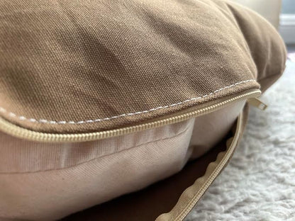Organic Cotton Canvas Dog Bed: Removable Cover, Natural Fill - Made in USA (Medium Brown, Large 35" x 8" inches)