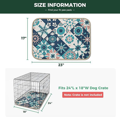 FXW Washable Pee Pads for Dogs, Puppy Pads with Super Absorbent, Specifically Designed for 24inch Cages, 17" x 23" Rectangle, Tie-Dye Beige, 2 Packs