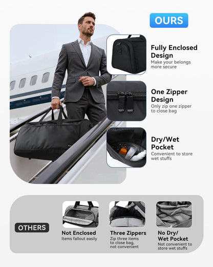 Convertible Travel Garment Bag, Carry on Garment Duffel Bag, 2 in 1 Hanging Dress Suitcase Suit Travel Bags for Business Trips with Shoe Compartment & Multiple Pockets, AGPTEK (Black)