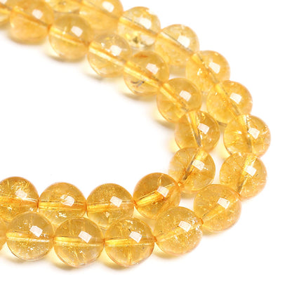 75PCS 10MM Natural Citrine Yellow Quartz Crystal Round Spacer Loose Beads for Jewelry Making DIY Bracelet Necklace