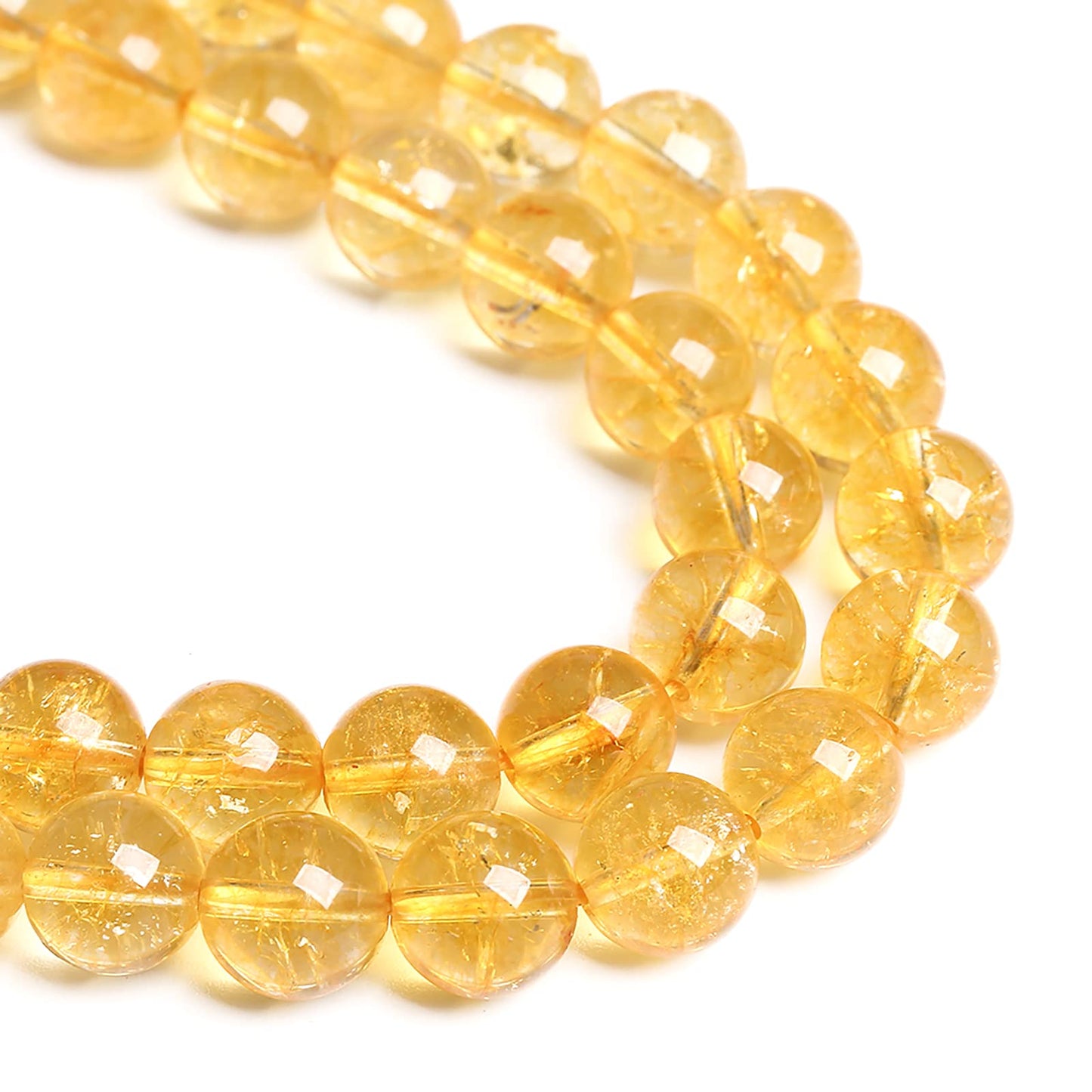 160PCS 4MM Natural Citrine Yellow Quartz Crystal Round Spacer Loose Beads for Jewelry Making DIY Bracelet Necklace