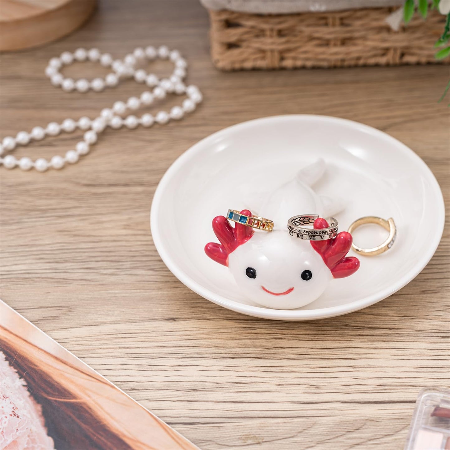 TAOJINJI Axolotl Ring Holder Jewelry Dish - Axolotl Gifts for Women Birthday Christmas