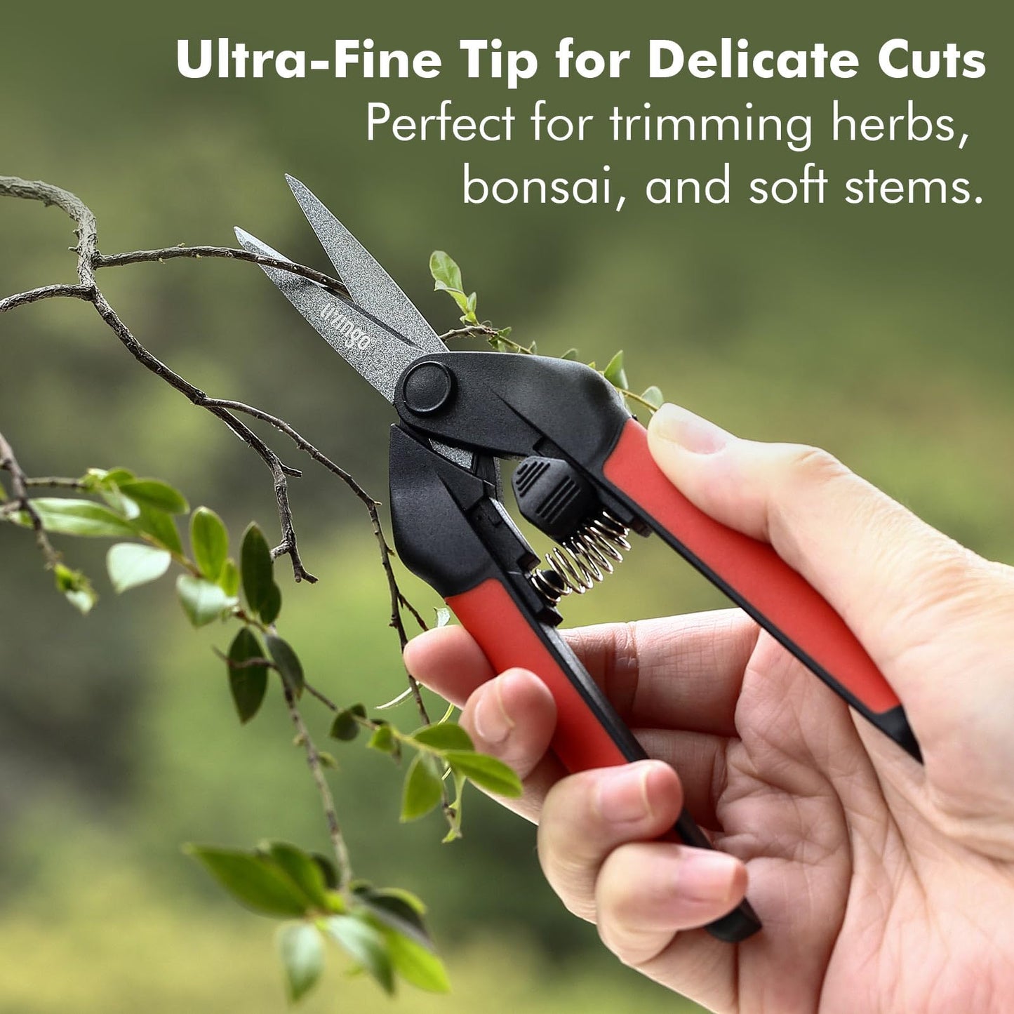 LIVINGO Sharp Garden Pruning Shears - 2 Pack 6.5” Spring Loaded Handles, Non-Stick Teflon Coated Stainless Steel Blades Scissors for Trimming Plant, Flower