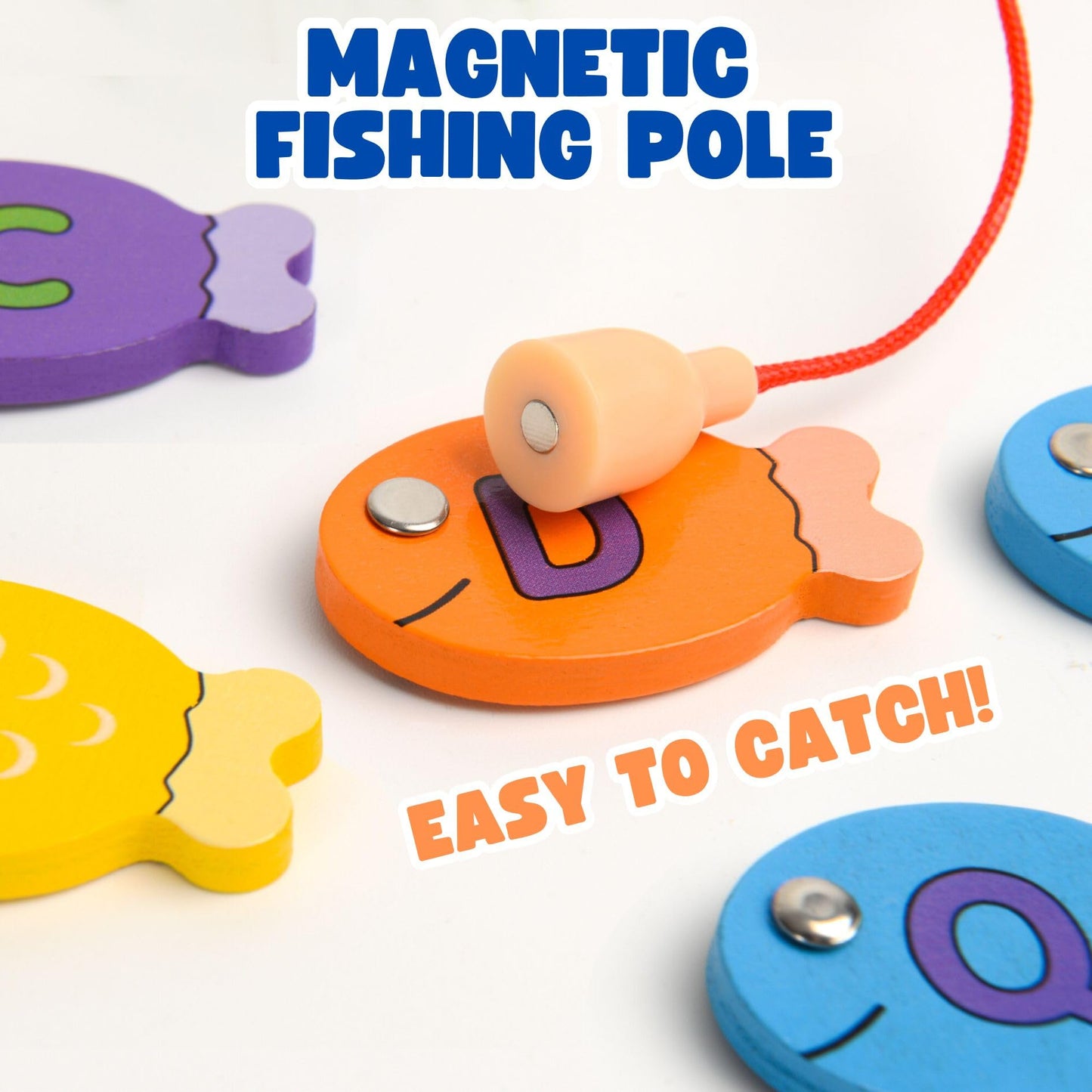 Haktoys Fishing Alphabet Game Montessori Magnetic Learning Toy, 4-in-1 ABC Letters, Numbers, Colors and Shapes Educational Game for Toddlers Preschool Kids, Fishing for Numbers