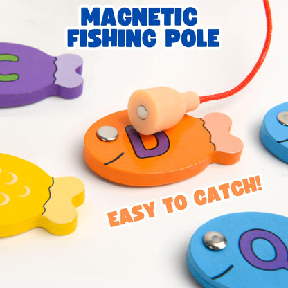 Haktoys Fishing Alphabet Game Montessori Magnetic Learning Toy, 4-in-1 ABC Letters, Numbers, Colors and Shapes Educational Game for Toddlers Preschool Kids, Fishing for Numbers