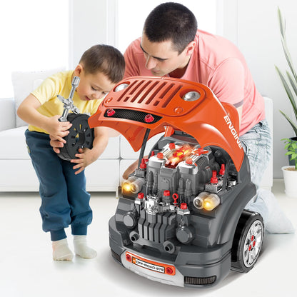 SpringFlower Toys Gifts for 3 4 5 6 7 8 Years Old Boys, Large Truck Engine Toys for Kids 3-8 Years Old, Big Truck Builder Kit, Mechanic Repair Set for Kids, Ideal Christmas, Birthday Gifts