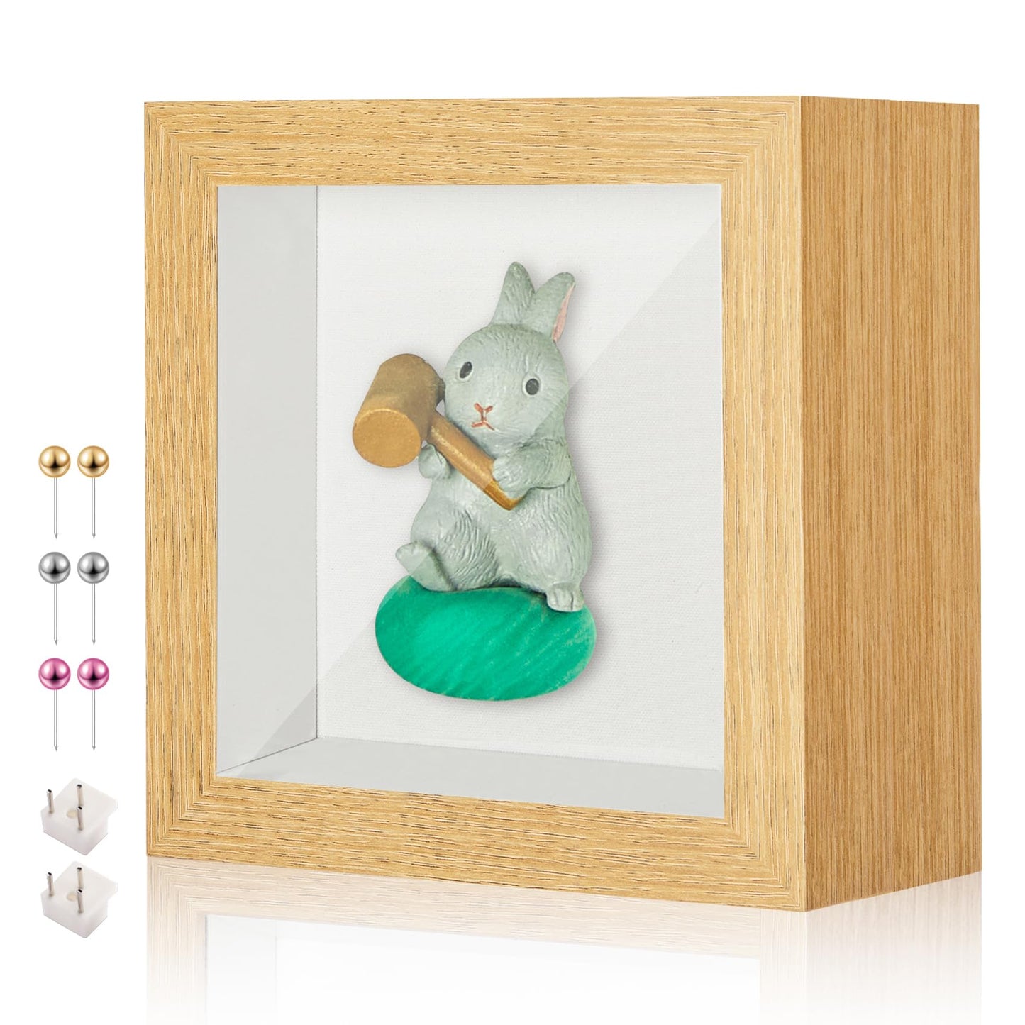 RTZQQIN 3x3 Mini Shadow Box Display Case Picture Frame with Soft Linen Back,Small Wood Color Shadow Box 3x3 for Flowers Medal Display Case Jersey pet Graduation Memorabilia Baby Ltems Crafts Photos