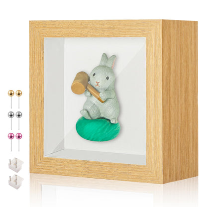 RTZQQIN 3x3 Mini Shadow Box Display Case Picture Frame with Soft Linen Back,Small Wood Color Shadow Box 3x3 for Flowers Medal Display Case Jersey pet Graduation Memorabilia Baby Ltems Crafts Photos