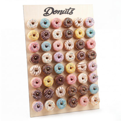 Threehoney 39.4" x 26" Extra Large Donut Wall Display Stand for 96 Donuts, Solid Wood Donut Wall Board for Wedding, Baby Shower, Birthday Party, Dessert Table Decorations(Natural)