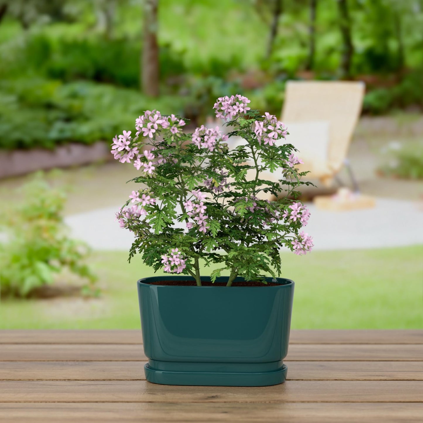 XiHuaer 8.9x4.5x5.3 Inch Ceramic Planter with Drainage Hole and Saucer, Indoor Outdoor Plant Pot for Plants, Green