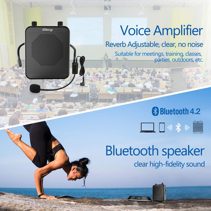 Giecy Portable Voice Amplifier, 30W 2800mAh Bluetooth Rechargeable Personal Voice Amplifier with Microphone Headset, Pa Systems Speaker for Multiple Locations Classroom, Meetings and Outdoors