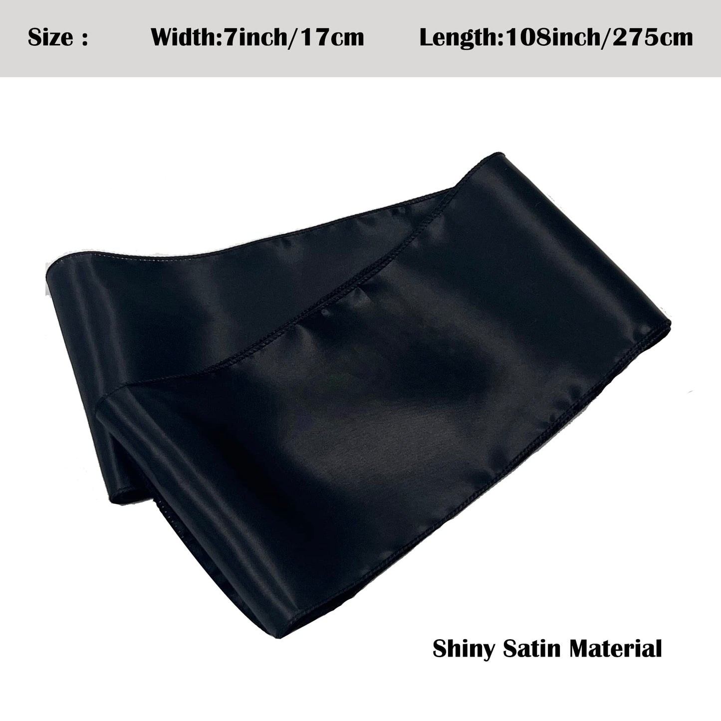 Maiangel Satin Chair Sashes Bows-12PCS Chair Ribbon Ties Back Sash for Wedding Party Events Banquet Chair Cover Decoration (Black)