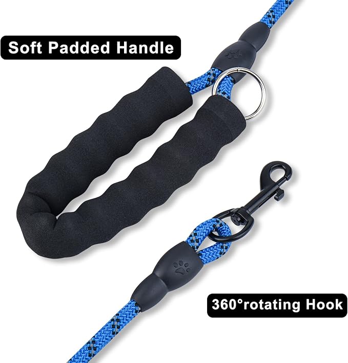 Dog Leash and Collar Set – 6 FT Strong Rope Leash with Padded Handle & Adjustable Nylon Collar Reflective for Small Medium Large Dogs (Orange, S)