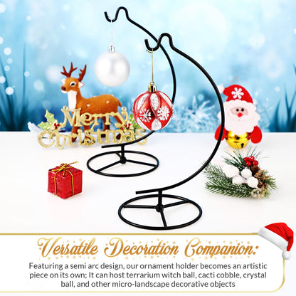 Baderke 2 Pack Ornament Display Stand, 10.43" Height Ornament Hanger, Air Plant Holder Terrariums Hanging Stand Crystal Ball Hanging Hook for Christmas Wedding Home Office Decoration(Black)