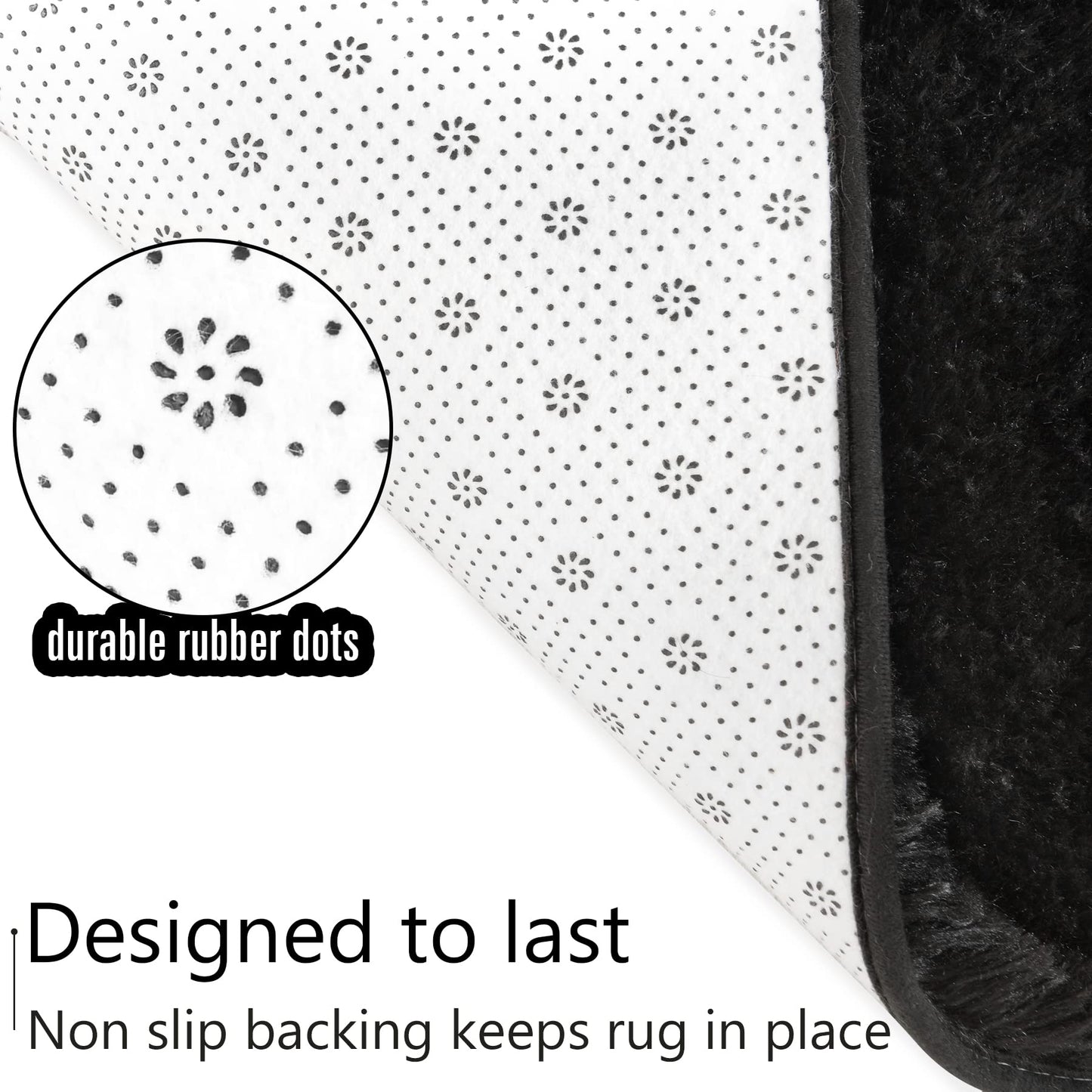 LOCHAS Ultra Soft Indoor Modern Area Rugs Fluffy Living Room Carpets for Children Bedroom Home Decor Nursery Rug 2x4 Feet, Black
