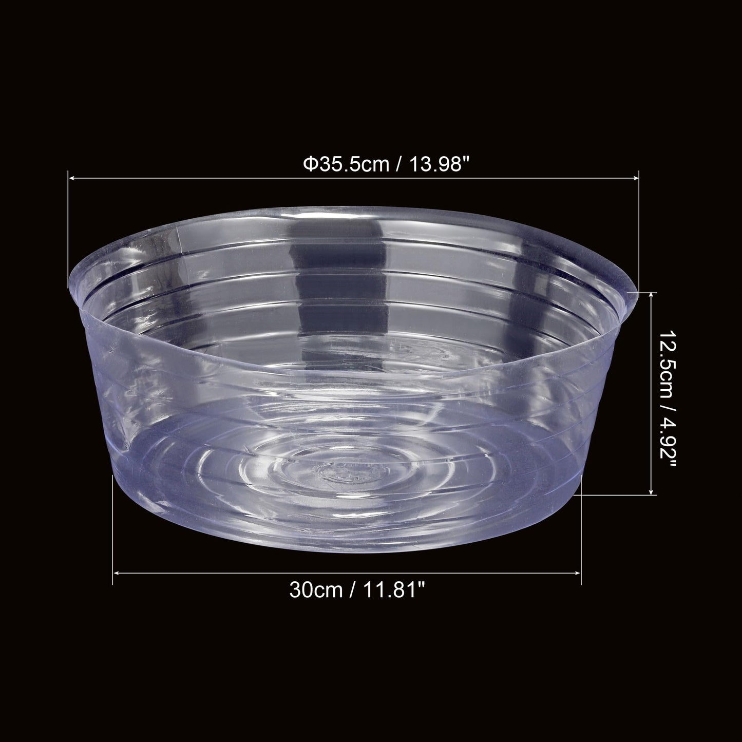 MECCANIXITY Plant Pot Saucer 14 Inch Plastic Round Flower Drip Tray for Indoor Outdoor, Clear Pack of 10