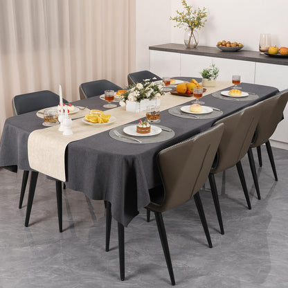 Myir JUN Reversible Vinyl Round Placemats Set of 8, Faux Leather Place Mats Dual Sided Waterproof Wipeable, Heat-Resistant Table Mats for Kitchen Dining Indoor Outdoor (14", Light Gray Cream-White)
