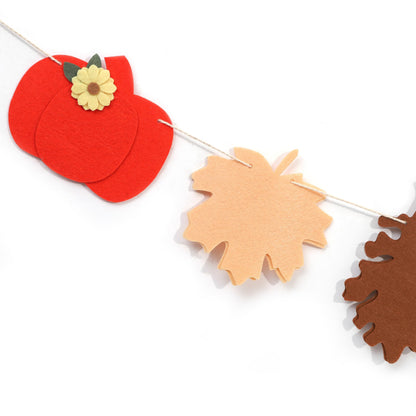 Felt Pumpkin and Leaves Garland – Fall Harvest Banner for Fireplace Mantel, Thanksgiving Party Decorations, Halloween and Autumn Home Decor