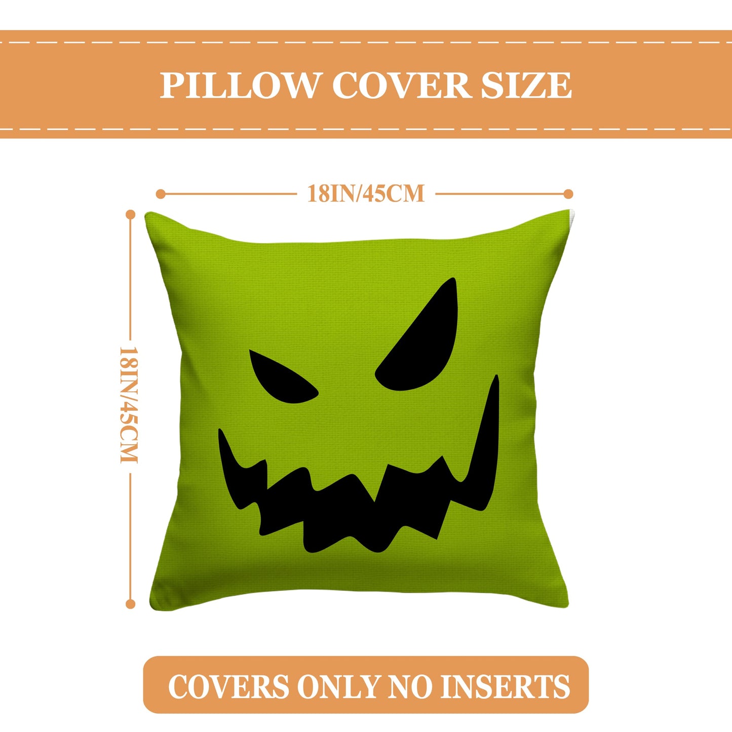 FARMNALL Halloween Decorations Pillow Covers 18x18, Set of 4 Throw Pillow Covers, Happy Halloween Sofa Bed Throw Cushion Cover Decoration (18" x 18")