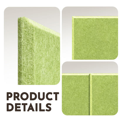 MISSDAY Green Acoustic Wall Panel Large Felt Bulletin Board 48" x 36" Cork Board for Wall, 12-Pack Boards with 72 Adhesive Tabs, 50 Pins, Pin Board for Home Office Classroom Soundproof Wall Tile
