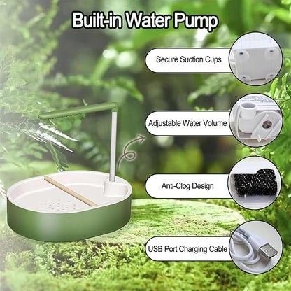 birdShower Bath Fountain - 20cm Pump Water birdBath, Anti Splash Ciirculating Cage Bath | Indoor Outdoor birdCare