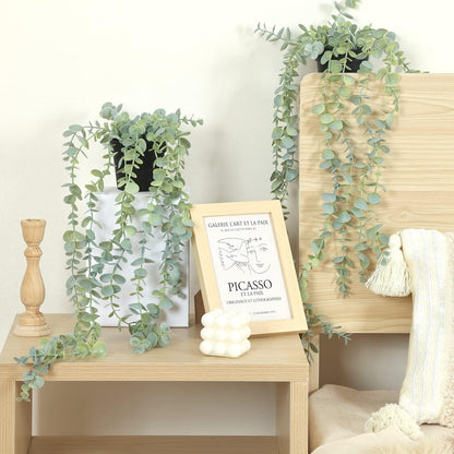 COCOBOO 3pcs Hanging Fake Plants, Artificial Hanging Plants Fake Potted Eucalyptus for Wall Room Home Patio Indoor Outdoor Decor