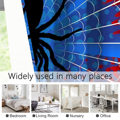 OSUNBD Spider Web Curtains - Blue & Red Superhero Design - Blackout Thermal Insulated Drapes for Kids Room, Bedroom, Living Room - 42 x 63 Inches, 2 Panels