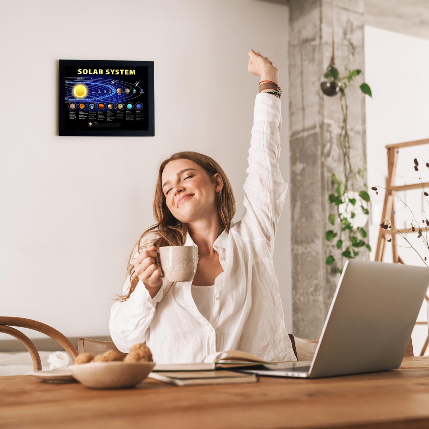 AMERICAN LUXURY GIFTS Illuminated Solar System Planetary Chart - Educational Space Wall Art Decor for Homeschool Classroom Kids Room - 14x11 Unframed Print