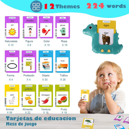 Spanish and English Talking Flash Cards 224 Sight Words Learn Spanish for Kids,Audible Educational Interactive Autism Sensory Toys,Learning Montessori Tool Español/English Speech for Girls Boys Gifts
