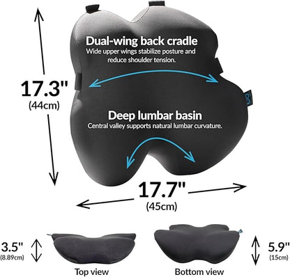 Everlasting Comfort Lumbar Support Pillow for Office Chair - Memory Foam Back Cushion for Car Seat - Promotes Better Posture, Back Pain Relief - Ideal Gaming and Desk Chairs Work and Home Essentials